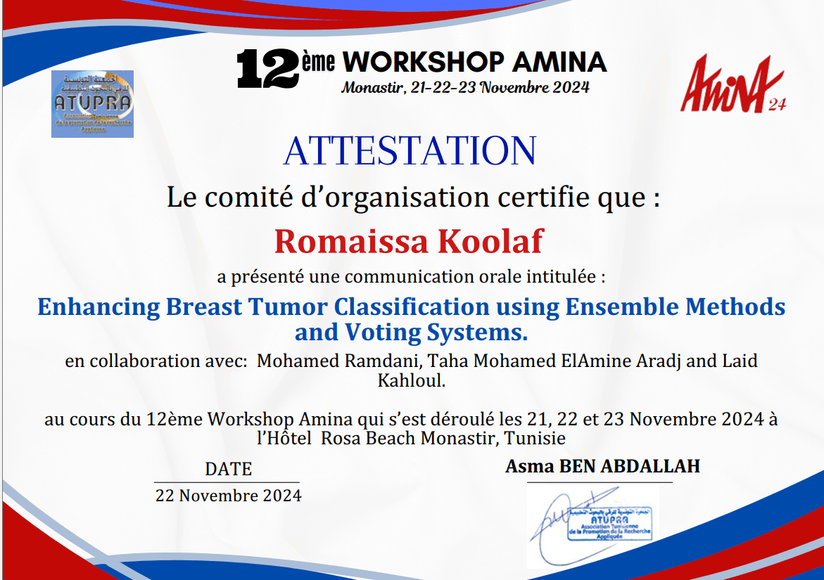 12th AMINA Workshop — Oral Communication
