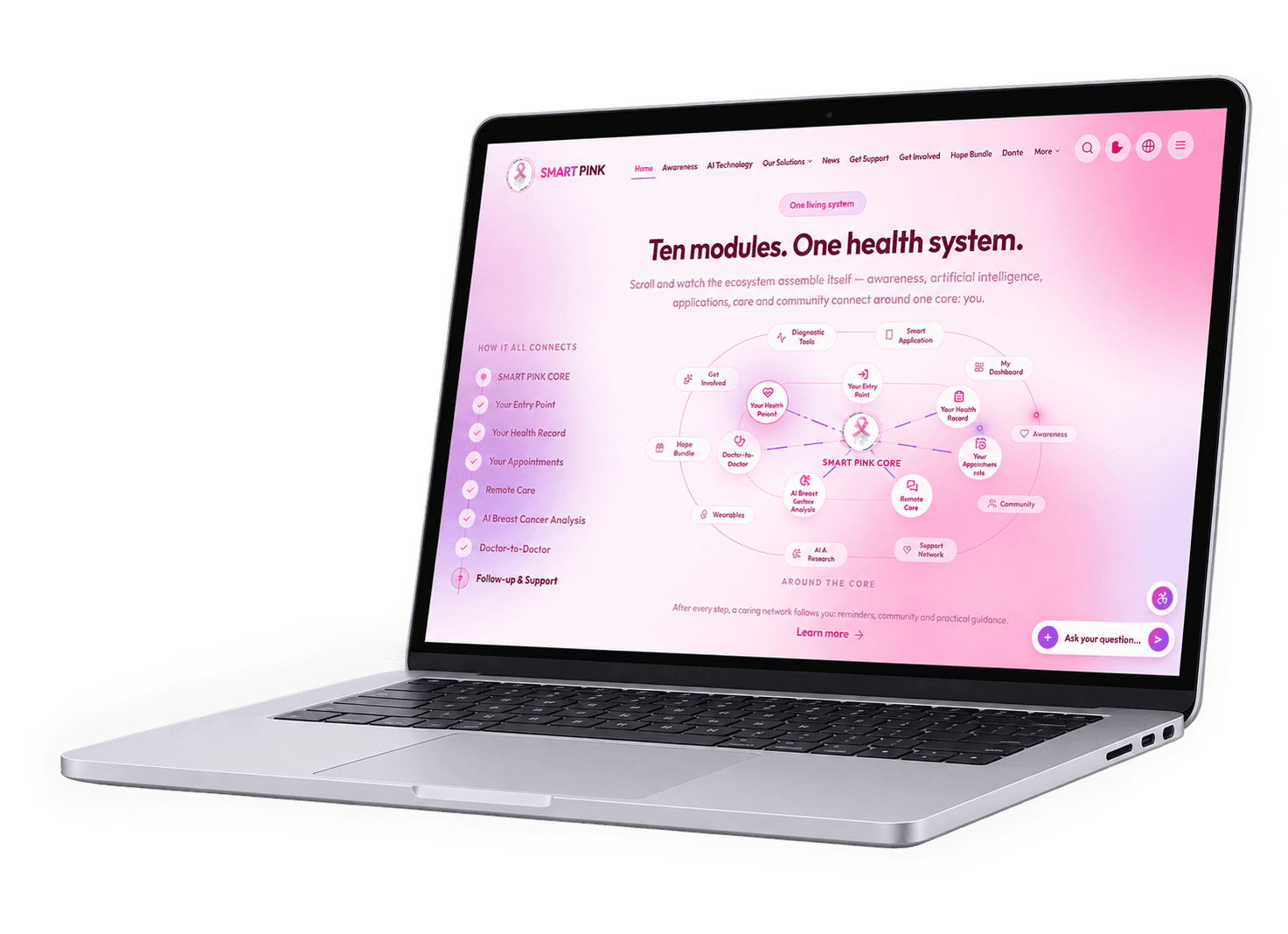 SmartPink platform on laptop