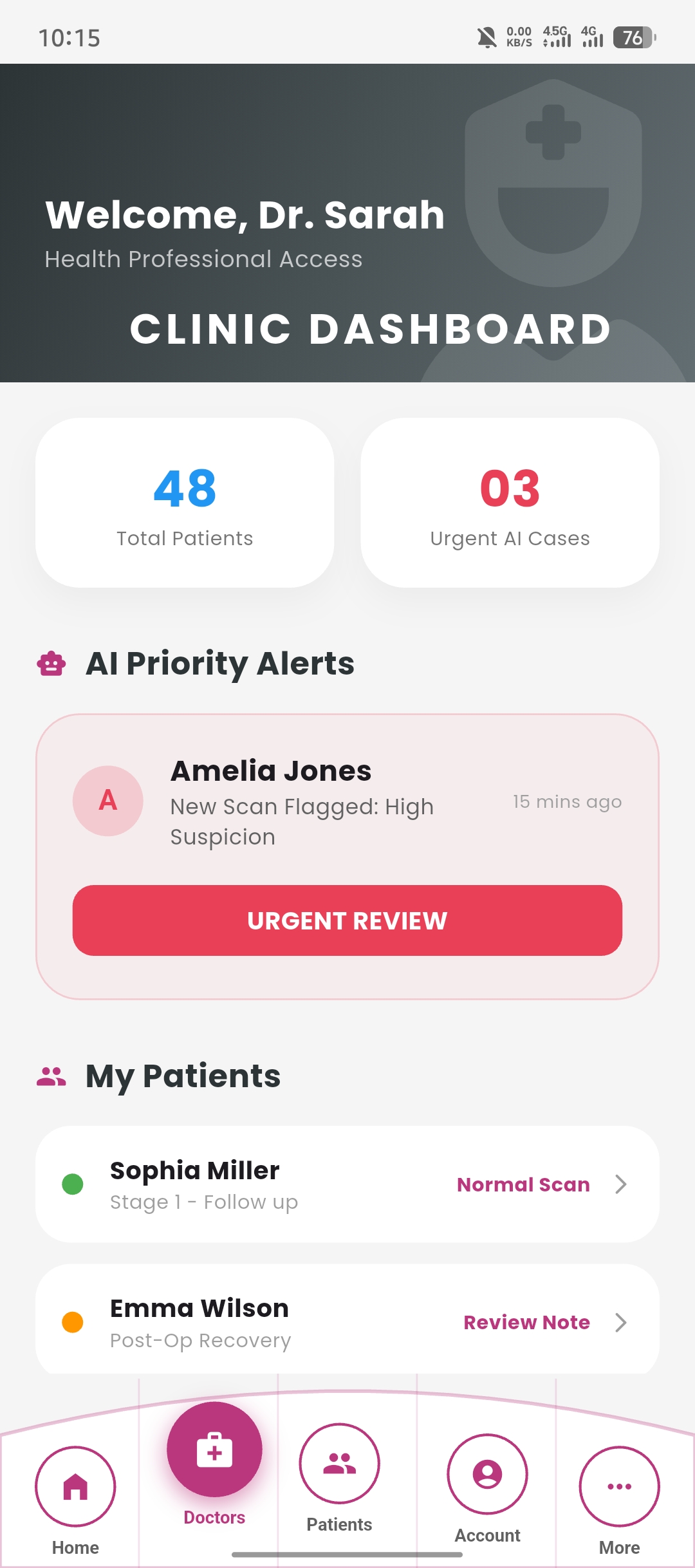 Doctor dashboard